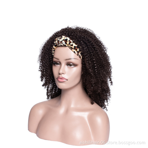 wholesale headband wigs heat resistant kinky curly wigs headabnd synthetic hair wigs for black women